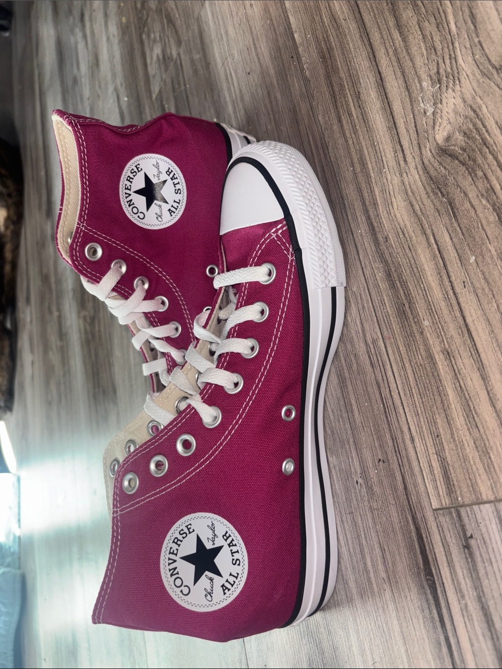 Converse High Top Sneakers - Magenta Canvas with White